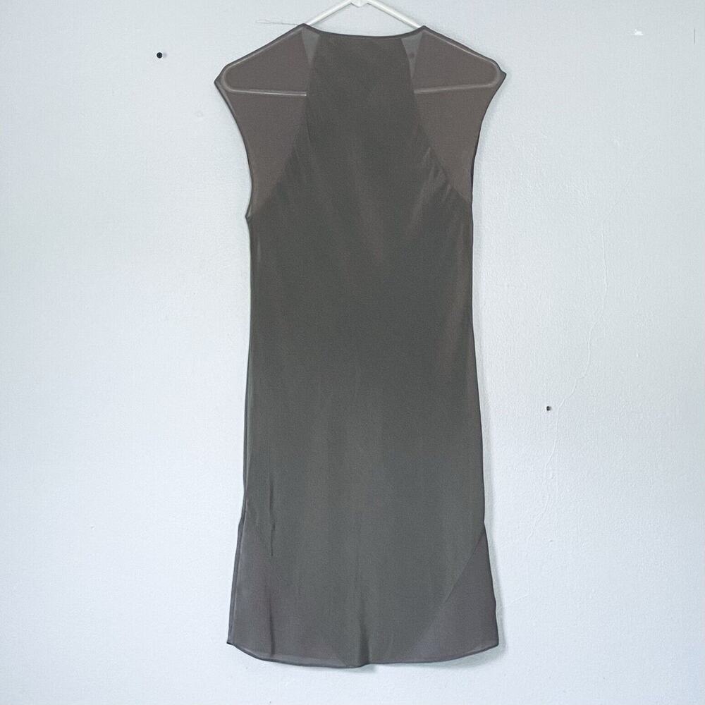 Alexander Wang T Dress Small Olive Green Silk Shift Mini Designer Minimalist - Picture 2 of 6
